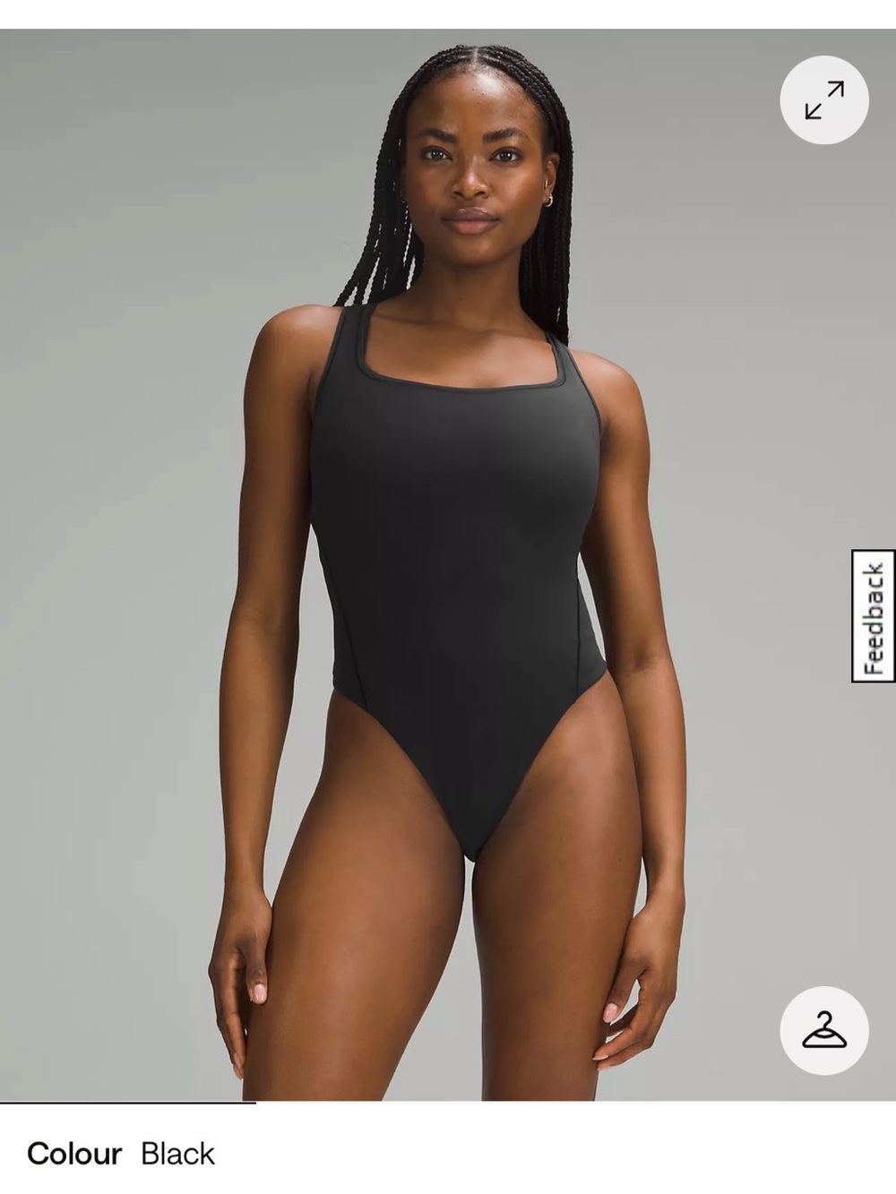 Black Square-Neck One-Piece bodysuit- Women